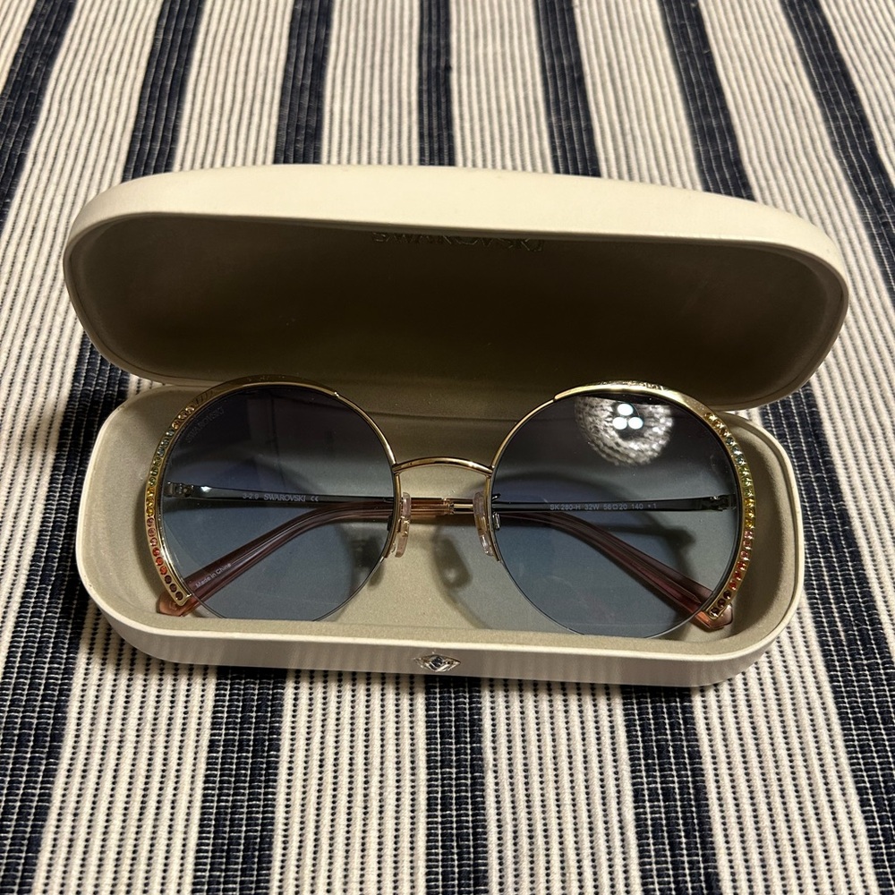 Swarovski Gold Frame Women’s Sunglasses with Colorful Crystals